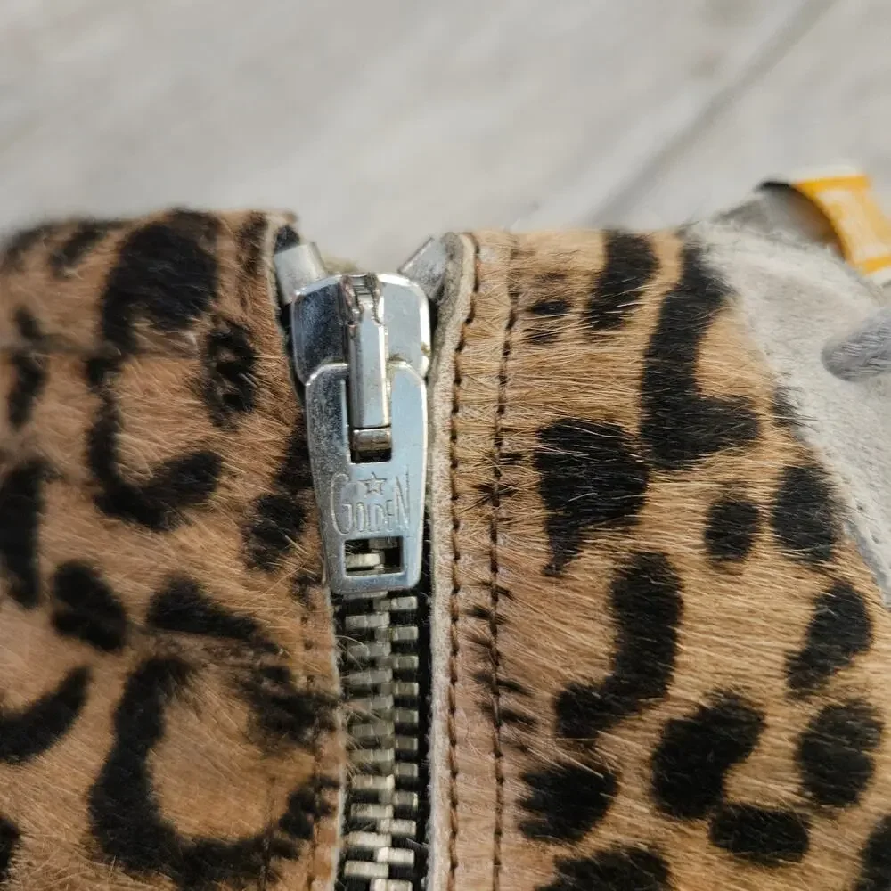 Golden Goose Slide High Top Sneakers Womens Size 37 US 6.5 Leopard Calf Hair - Picture 9 of 16